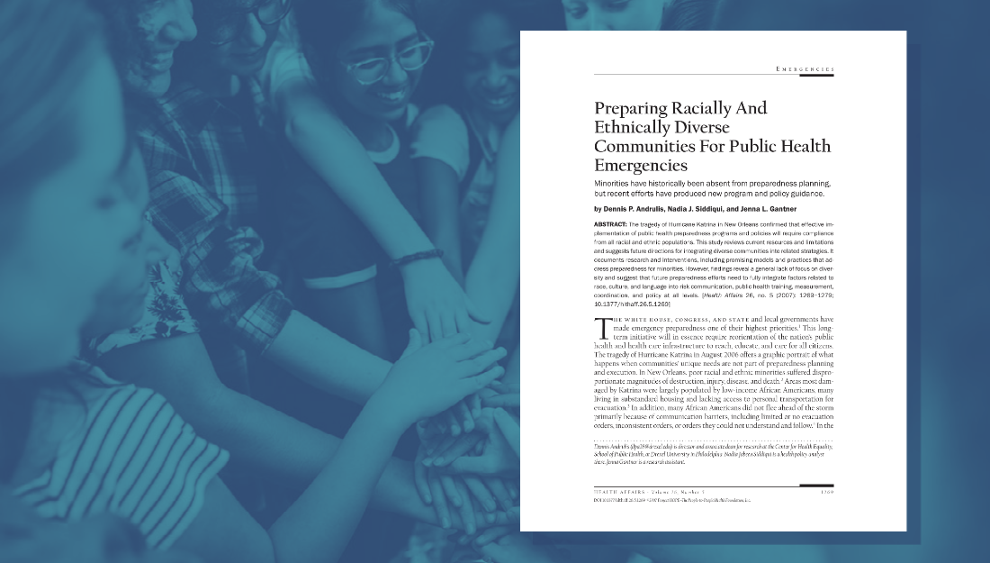 Preparing Racially and Ethnically Diverse Communities for Public Health Emergencies