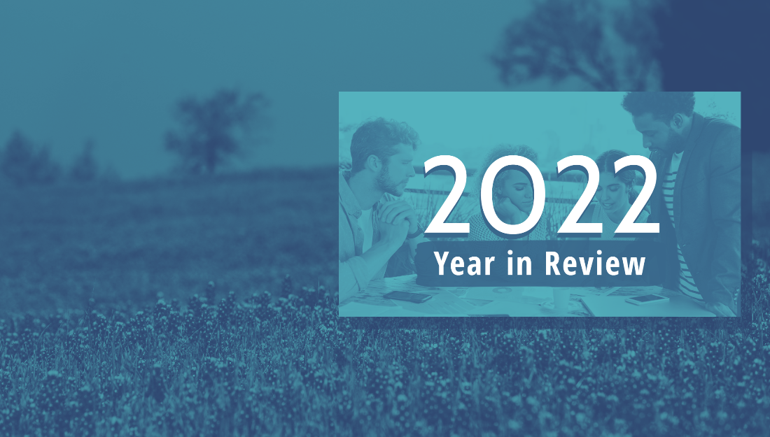 2022 Year in Review cover on a field of bluebonnets